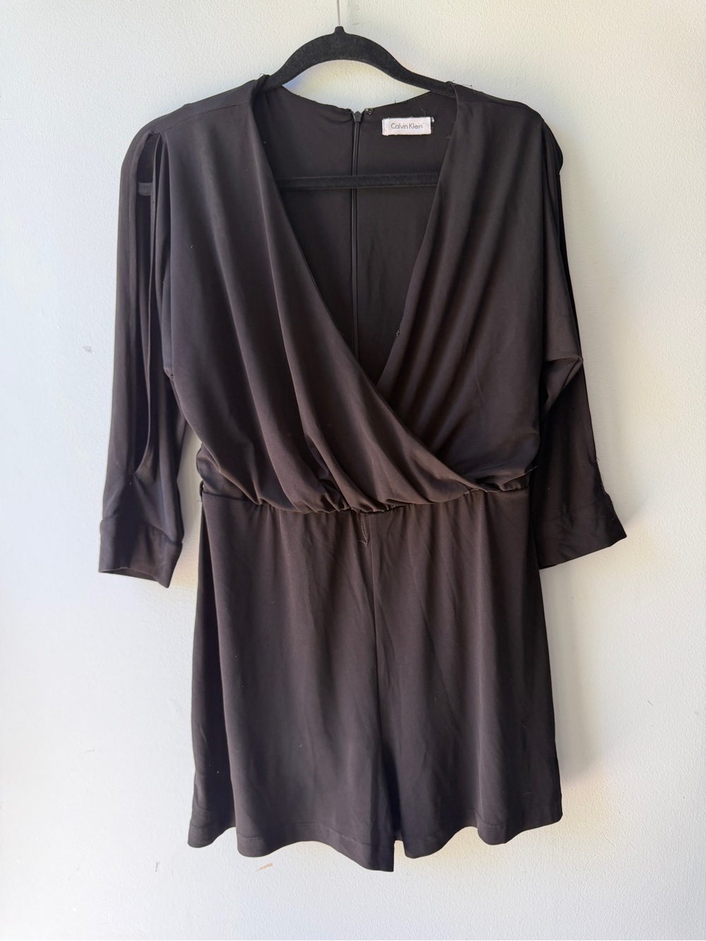 Calvin Klein Black Surplice V-Neck Romper